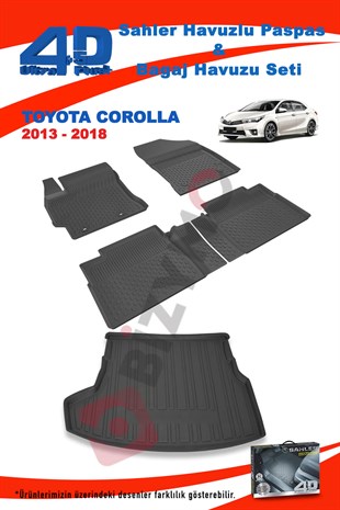 Toyota Corolla Sedan 2013-2018 4,5D Havuzlu Paspas+ Bagaj Havuzu Set
